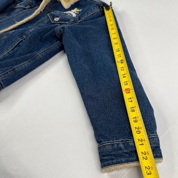 Disney Tinkerbell Denim Jean Jacket Faux Fur Lined Women's Embroidered MED VTG - Picture 9 of 17